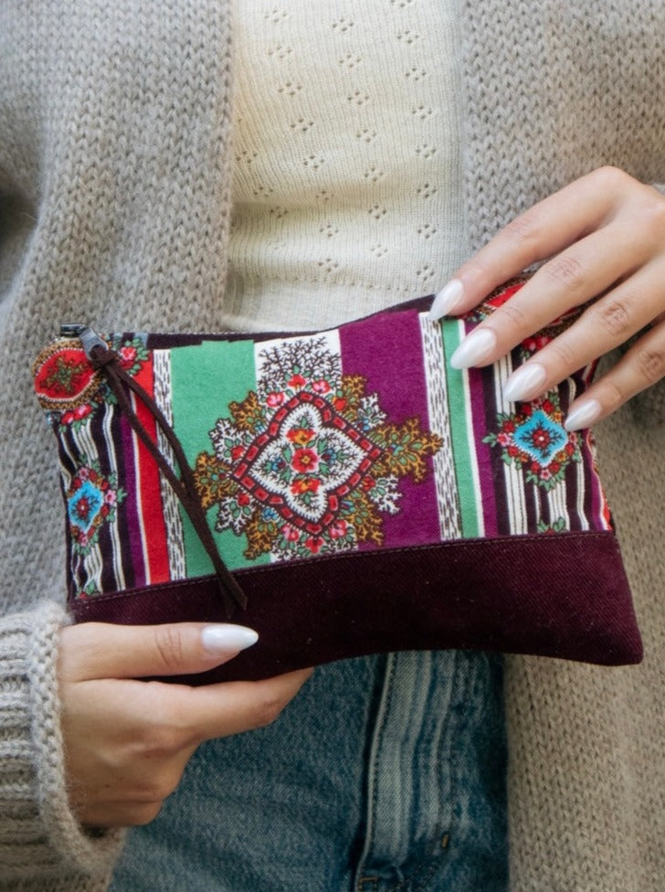 Geo Paisley Velvet Mini Clutch