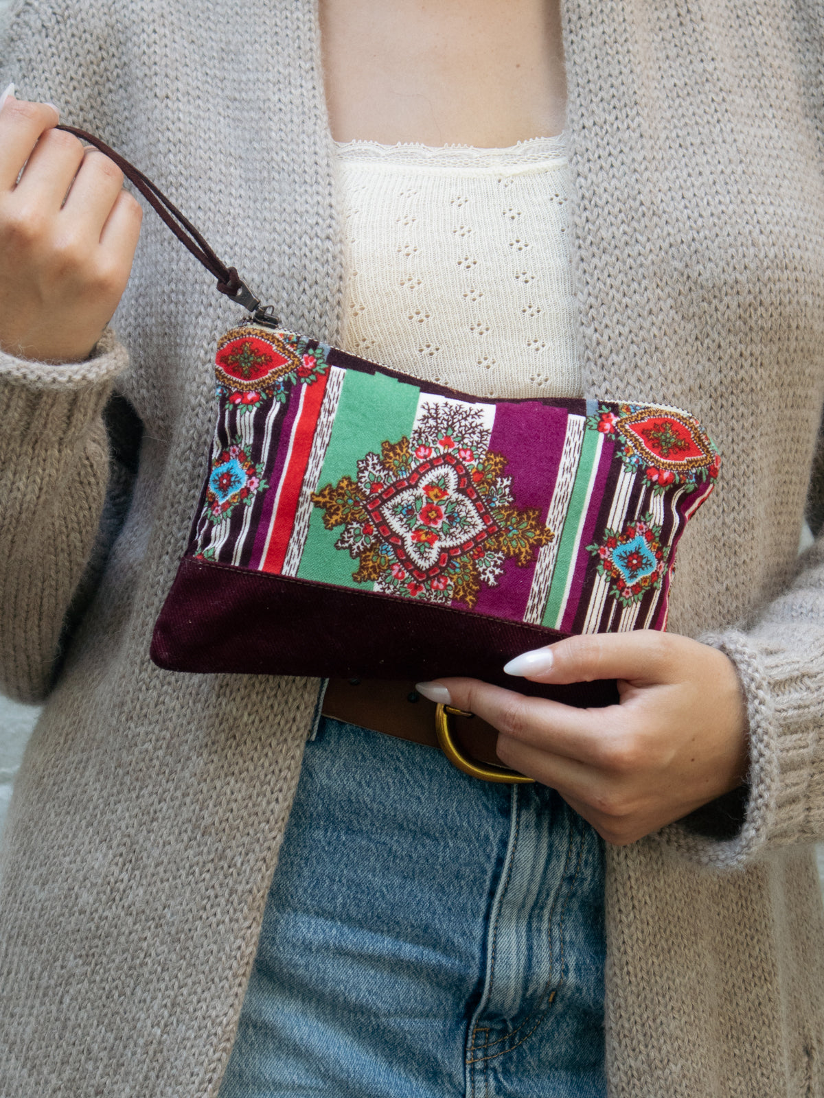 Geo Paisley Velvet Mini Clutch