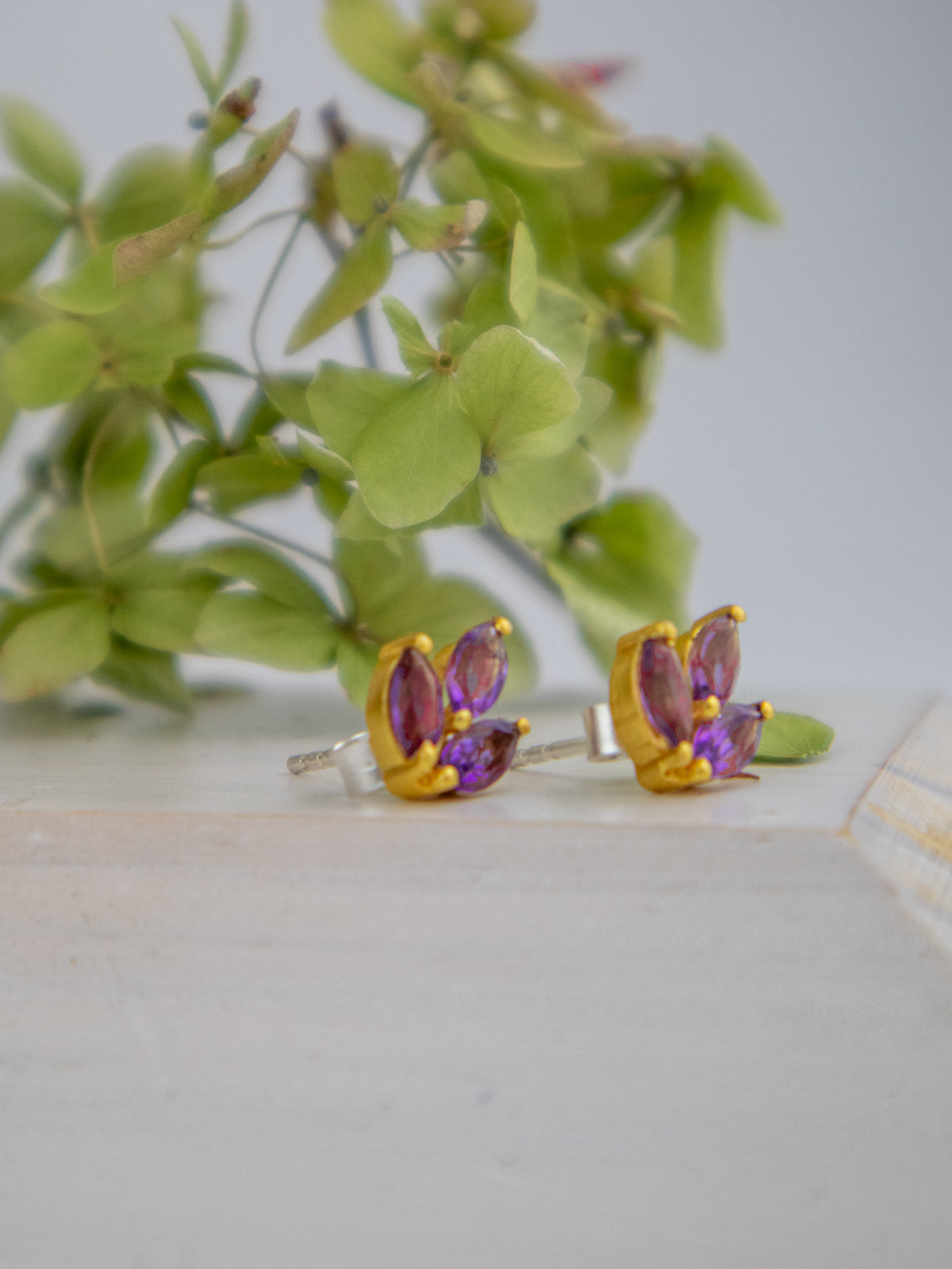 Tri Leaf Stud Earrings
