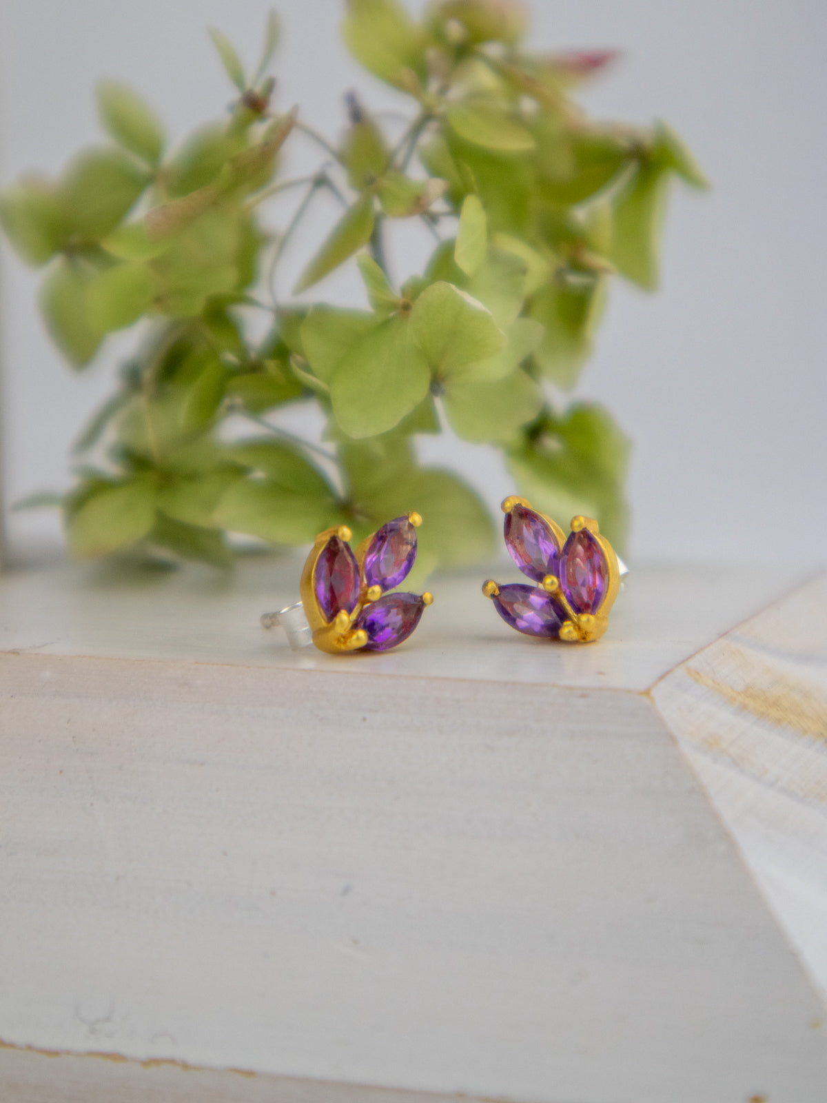 Tri Leaf Stud Earrings