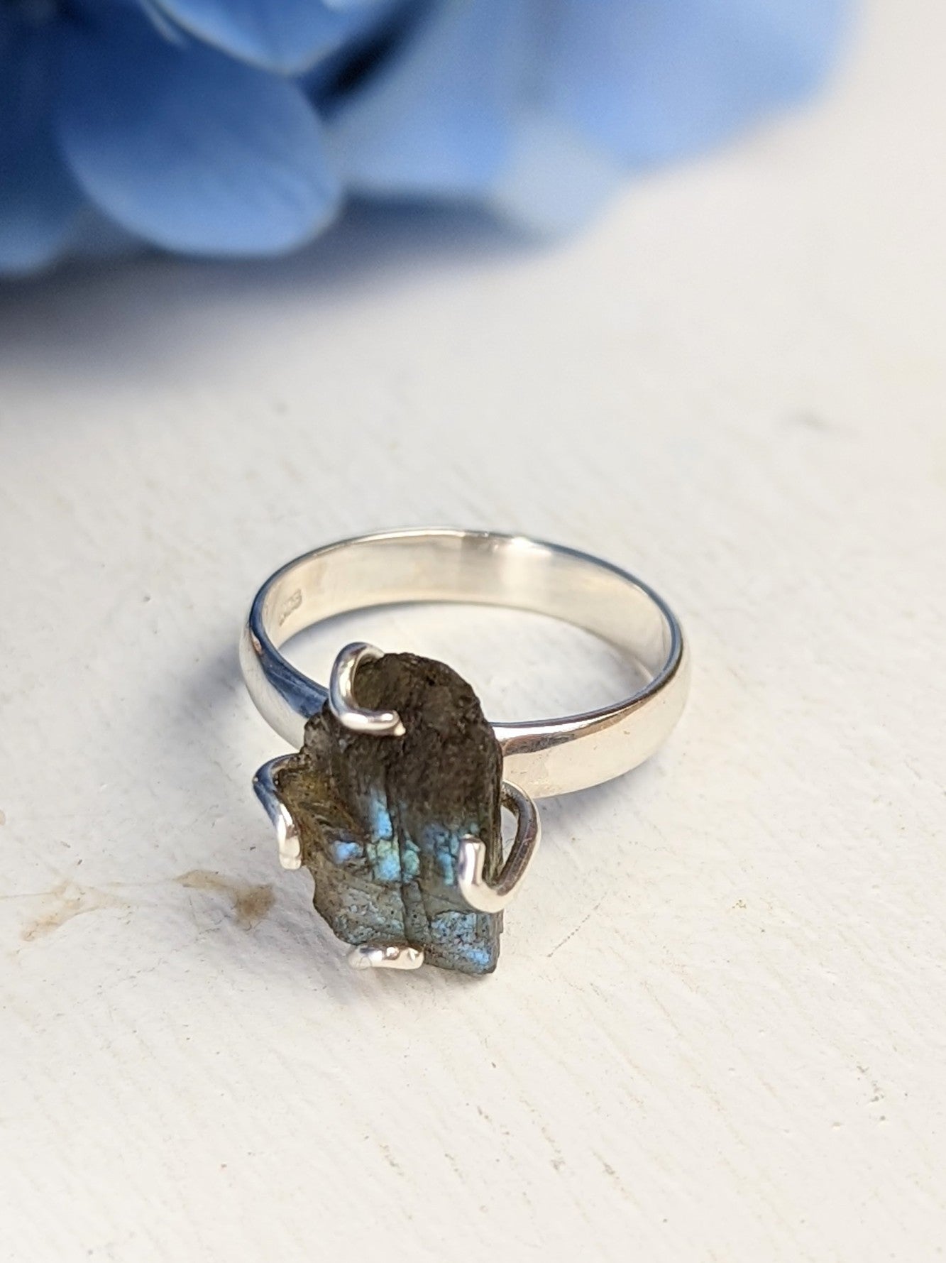 Raw Labradorite Prong Ring - FINAL SALE