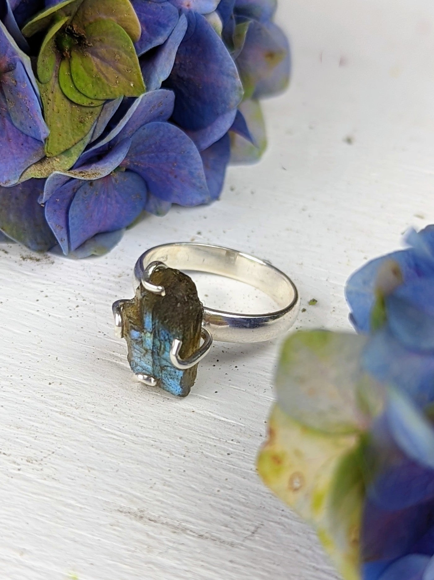 Raw Labradorite Prong Ring - FINAL SALE