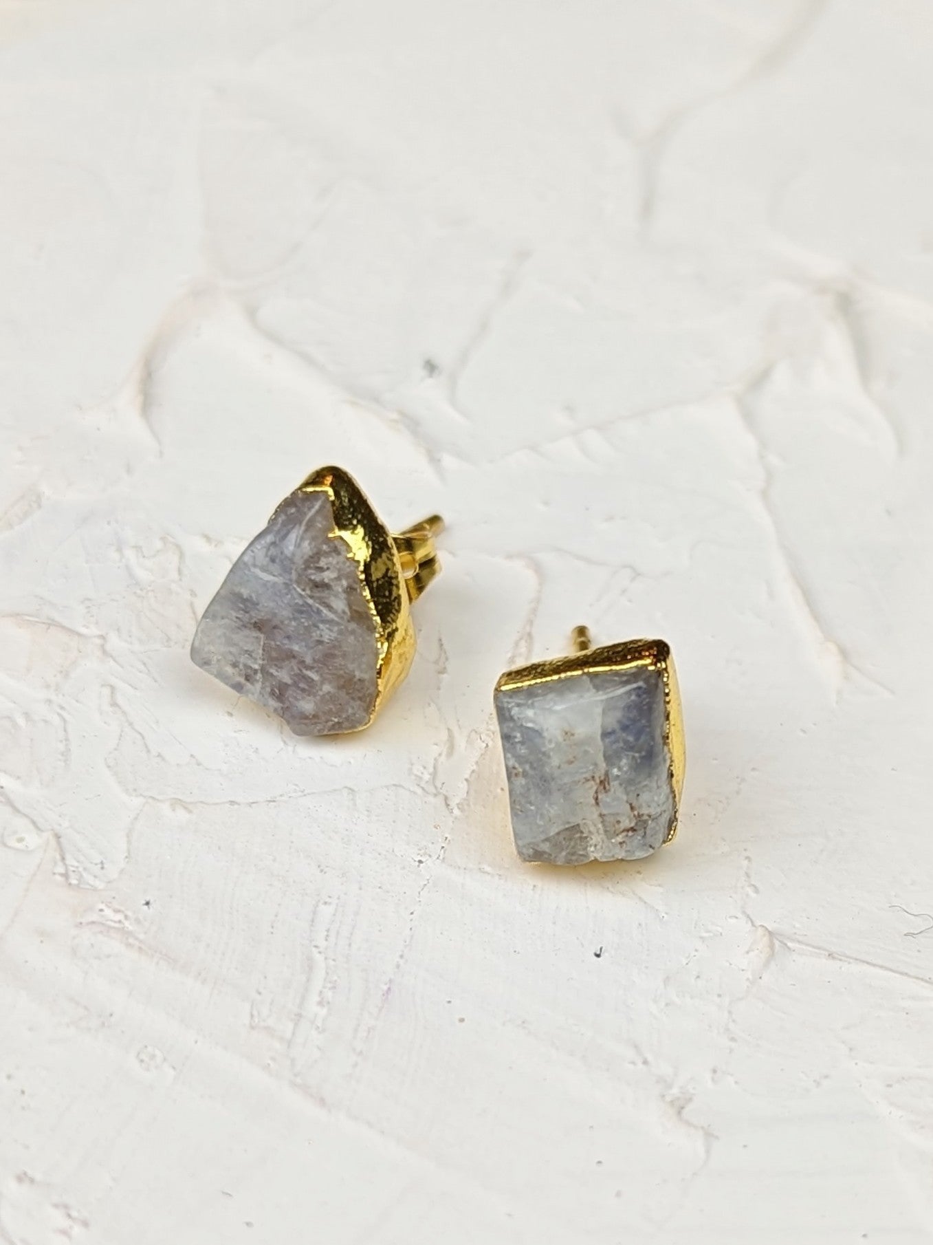 Raw Moonstone Stud Earrings