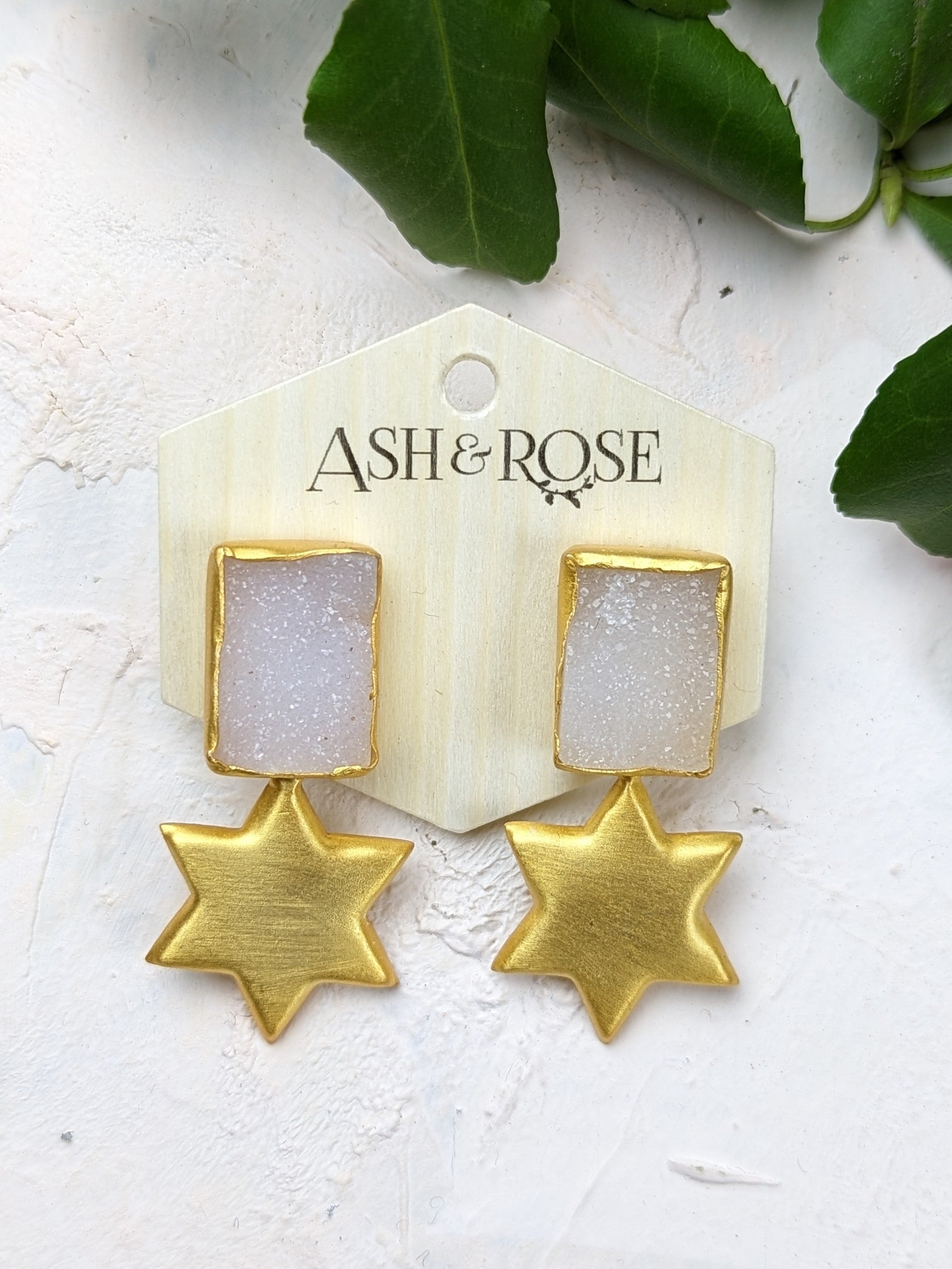 Druzy Star Statement Earrings - FINAL SALE