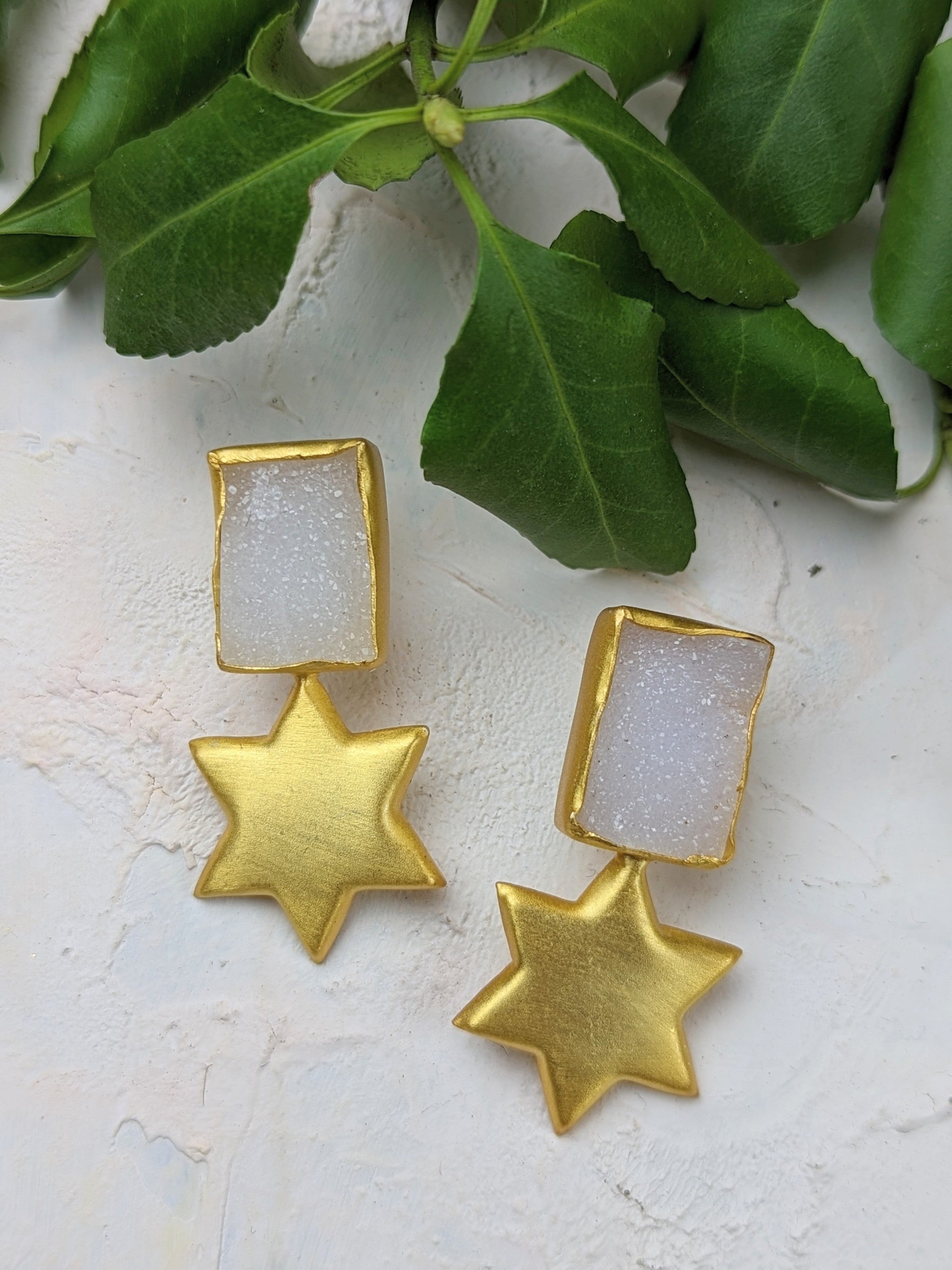 Druzy Star Statement Earrings - FINAL SALE