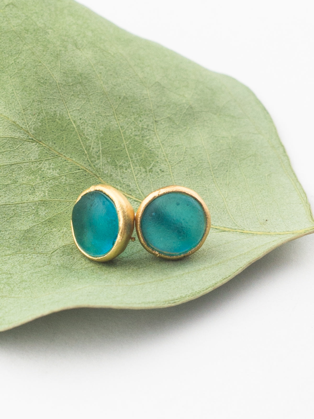 Bright Spot Gold and Glass Stud Earrings by Ash & Rose