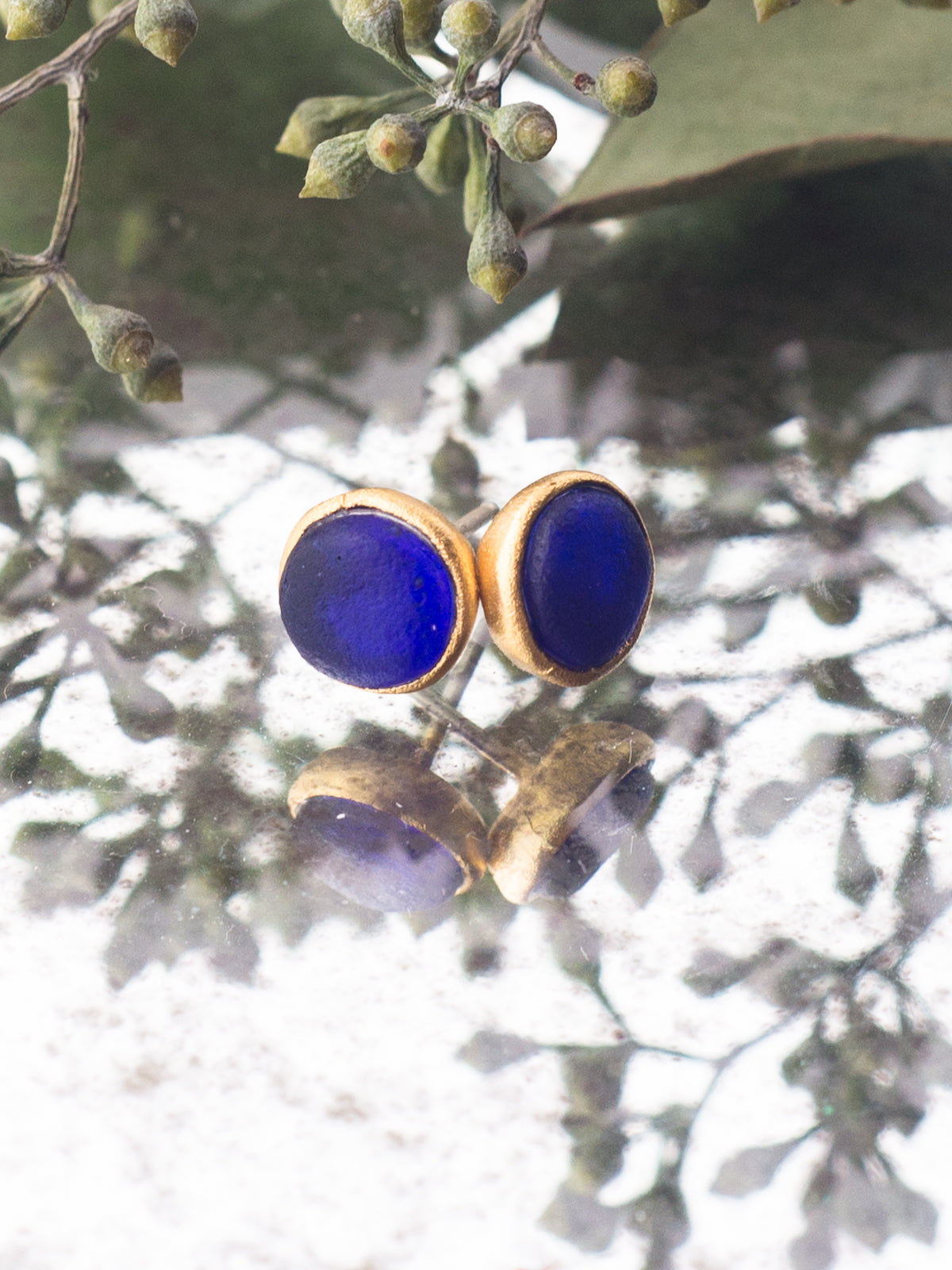 Bright Spot Gold and Glass Stud Earrings by Ash & Rose