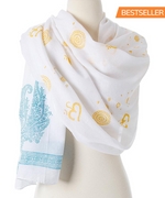 OM Shanti paisley design hand block printed cotton shawl by OMSutra
